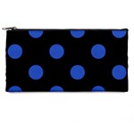 Polka Dots - Cerulean Blue on Black Pencil Case