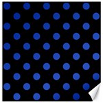 Polka Dots - Cerulean Blue on Black Canvas 12  x 12 