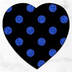 Polka Dots - Cerulean Blue on Black Jigsaw Puzzle (Heart)