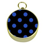 Polka Dots - Cerulean Blue on Black Gold Compass