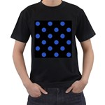 Polka Dots - Cerulean Blue on Black Men s T-Shirt (Black)