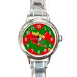 chevron kwanzaa Round Italian Charm Watch