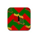 chevron kwanzaa Rubber Square Coaster (4 pack)