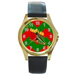 chevron kwanzaa Round Gold Metal Watch