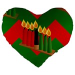 chevron kwanzaa Large 19  Premium Flano Heart Shape Cushion