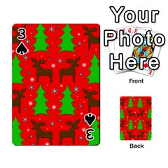 Reindeer and Xmas trees pattern Playing Cards 54 Designs  from ArtsNow.com Front - Spade3