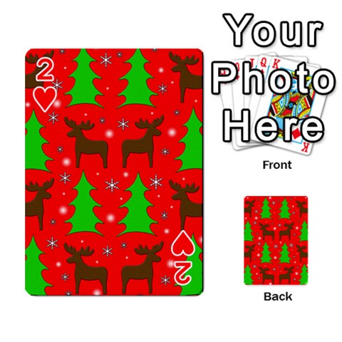 Reindeer and Xmas trees pattern Playing Cards 54 Designs  from ArtsNow.com Front - Heart2