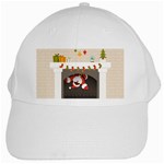 Christmas Black Santa In Fireplace White Cap