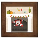 Christmas Black Santa In Fireplace Framed Tile