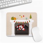 Christmas Black Santa In Fireplace Small Mousepad