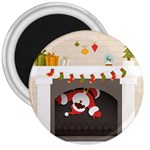 Christmas Black Santa In Fireplace 3  Magnet