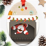 Christmas Black Santa In Fireplace Ornament (Oval)