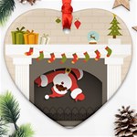 Christmas Black Santa In Fireplace Ornament (Heart)