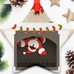 Christmas Black Santa In Fireplace Ornament (Star)