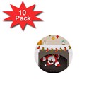 Christmas Black Santa In Fireplace 1  Mini Button (10 pack) 