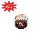 Christmas Black Santa In Fireplace 1  Mini Magnet (10 pack) 