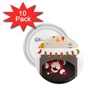 Christmas Black Santa In Fireplace 1.75  Button (10 pack) 