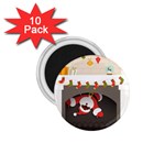 Christmas Black Santa In Fireplace 1.75  Magnet (10 pack) 