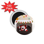 Christmas Black Santa In Fireplace 1.75  Magnet (100 pack) 