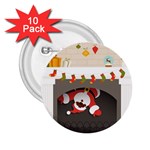 Christmas Black Santa In Fireplace 2.25  Button (10 pack)