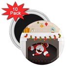 Christmas Black Santa In Fireplace 2.25  Magnet (10 pack)