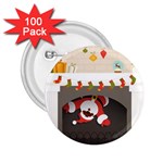 Christmas Black Santa In Fireplace 2.25  Button (100 pack)