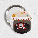 Christmas Black Santa In Fireplace 2.25  Handbag Mirror