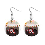 Christmas Black Santa In Fireplace 1  Button Earrings