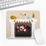 Christmas Black Santa In Fireplace Large Mousepad