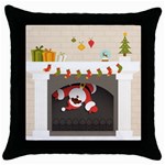 Christmas Black Santa In Fireplace Throw Pillow Case (Black)