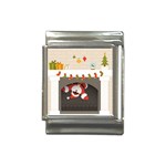 Christmas Black Santa In Fireplace Italian Charm (13mm)