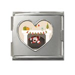 Christmas Black Santa In Fireplace Mega Link Heart Italian Charm (18mm)