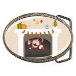 Christmas Black Santa In Fireplace Belt Buckle