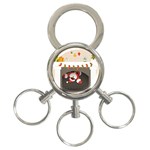 Christmas Black Santa In Fireplace 3-Ring Key Chain