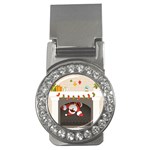 Christmas Black Santa In Fireplace Money Clip (CZ)