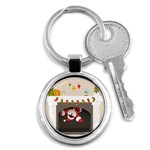 Christmas Black Santa In Fireplace Key Chain (Round)