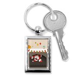 Christmas Black Santa In Fireplace Key Chain (Rectangle)