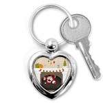 Christmas Black Santa In Fireplace Key Chain (Heart)