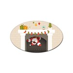 Christmas Black Santa In Fireplace Sticker (Oval)