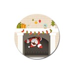 Christmas Black Santa In Fireplace Magnet 3  (Round)