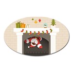 Christmas Black Santa In Fireplace Magnet (Oval)