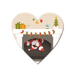 Christmas Black Santa In Fireplace Magnet (Heart)