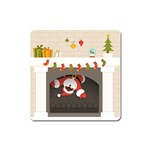 Christmas Black Santa In Fireplace Magnet (Square)