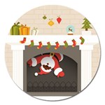 Christmas Black Santa In Fireplace Magnet 5  (Round)