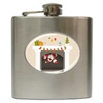 Christmas Black Santa In Fireplace Hip Flask (6 oz)