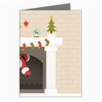 Christmas Black Santa In Fireplace Greeting Cards (Pkg of 8)