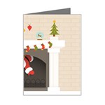 Christmas Black Santa In Fireplace Mini Greeting Card