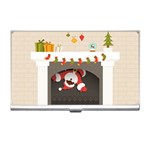 Christmas Black Santa In Fireplace Business Card Holder