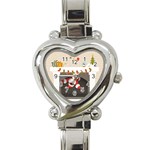 Christmas Black Santa In Fireplace Heart Italian Charm Watch