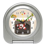 Christmas Black Santa In Fireplace Travel Alarm Clock